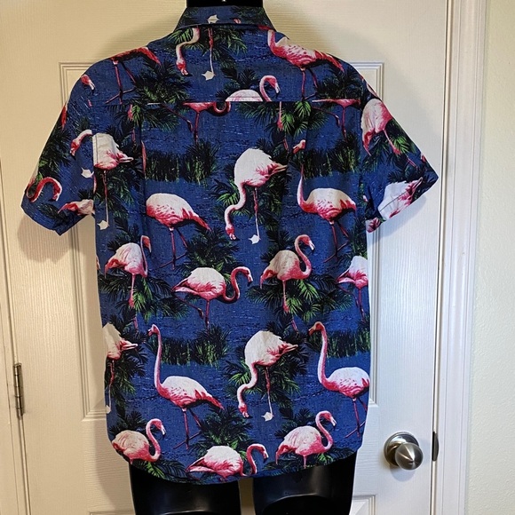 Tropical Flamingo Print Men's Casual Shirt - Picture 3 of 7